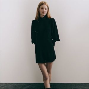Zara NWT Black Velvet Mini Dress